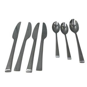 Mikasa Rockwood 4 Dinner Knife 2 Spoons 1 Serving Spoon Used Flatware Set